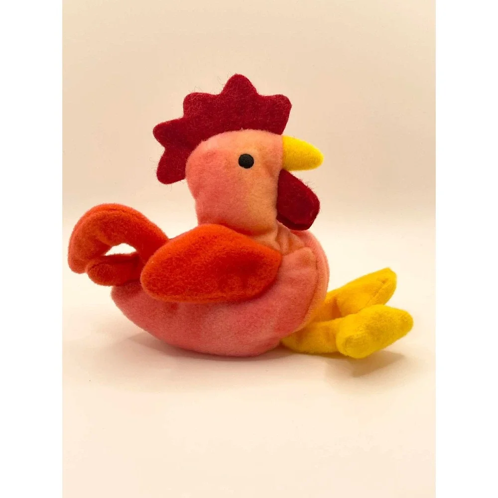 Ty Teenie Beanie Babies Strut the Rooster Pink Orange Plush Toy 1993‎ Vintage